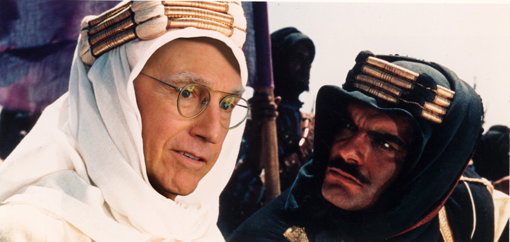 Headshot of Irish actor Peter O'Toole (L) and Egyptian-born actor Omar Sharif in a still from the film, 'Lawrence of Arabia,' directed by David Lean, 1962. (Photo by Columbia Pictures/Courtesy of Getty Images)