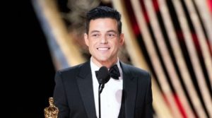 Rami Malek accepting his first Academy Award on February 25, 2019
